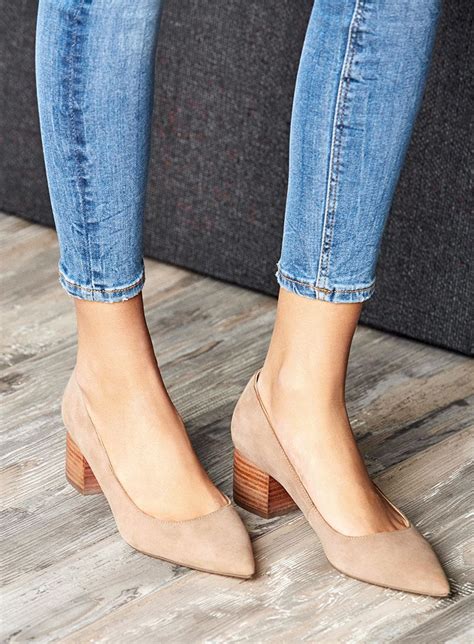 Buy Nude Pointed Block Heel In Stock