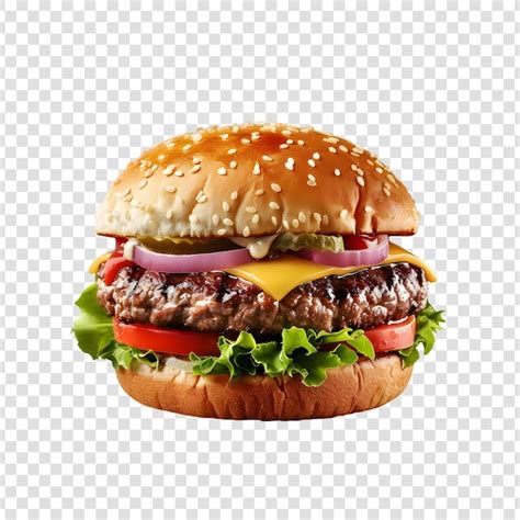 Premium Psd Fresh Beef Burger Isolated On Transparent Background