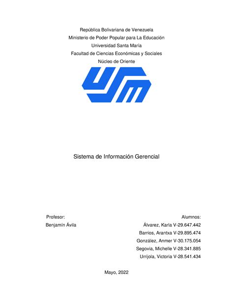 Sistema de Informacion Gerencial Informe República Bolivariana de