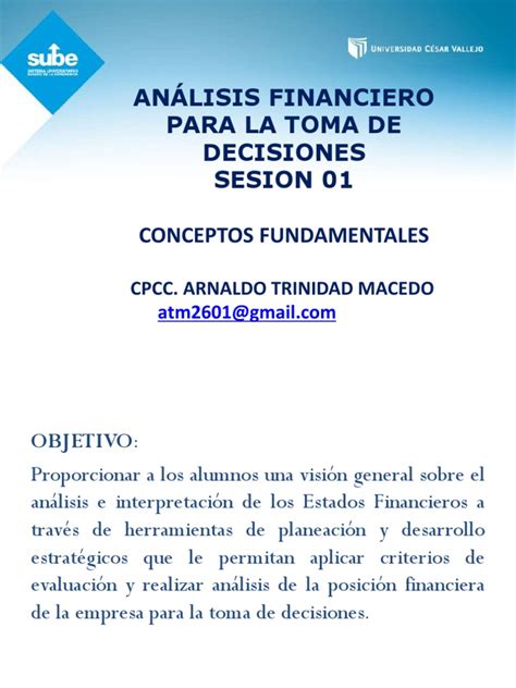 Análisis Financiero Para La Toma De Decisiones Sesion 01 Conceptos