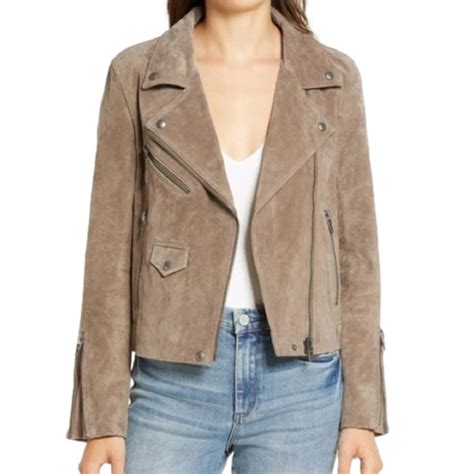 Blank NYC Jackets Coats Blanknyc Vital Signs Suede Leather Taupe