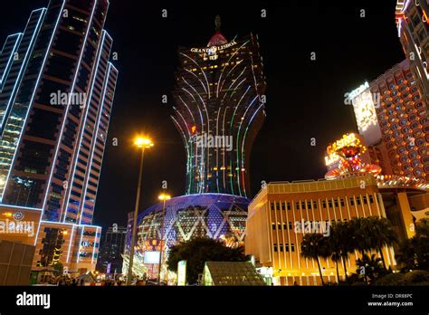 Grand Lisboa Casino Light up at Night, Macau, China Stock Photo - Alamy