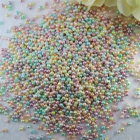 3mm Assorted Mixed colors, white, Pearl Ivory color Glass Pearl beads ...