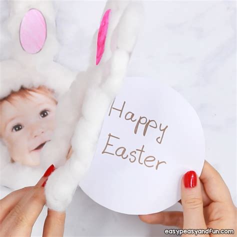 Cotton Ball Bunny Craft Diy Easter Card Easy Peasy And Fun