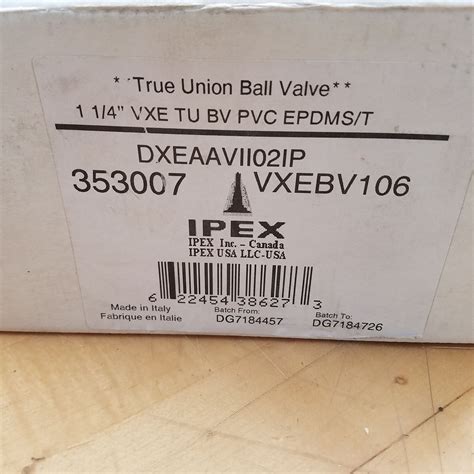 Ipex VXEBV106 1 1 4 True Union Ball Valve DXEAAVII02IP 353007 PVC