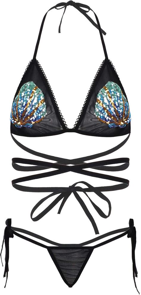 Ranrann Damen Bikini Set Zweiteiler Meerjungfrau Bademode Neckholder