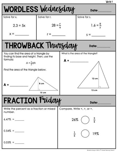 Math Daily Review 6th Grade February