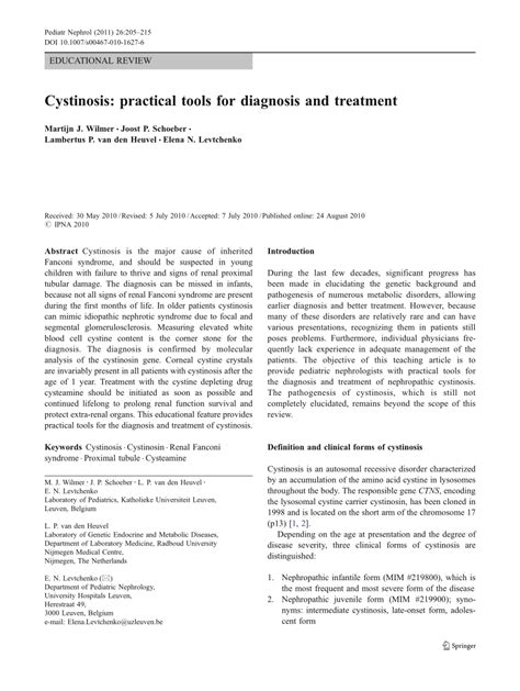 (PDF) Cystinosis: Practical tools for diagnosis and treatment