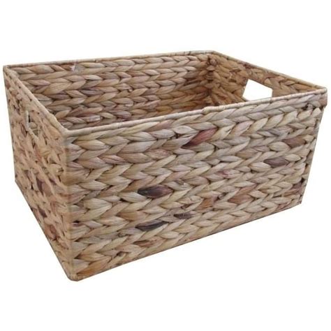 Panier De Rangement Rectangulaire En Jacinthe D Eau Naturelle Taille L