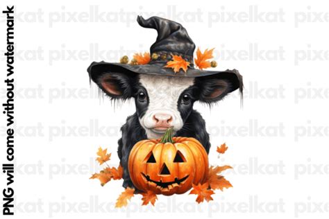 Halloween Cow Png Witch Cow Clipart Graphic By Pixelkat Creative