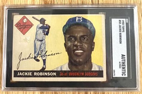 Topps Jackie Robinson Baseball Card Sgc Authentic Brooklyn