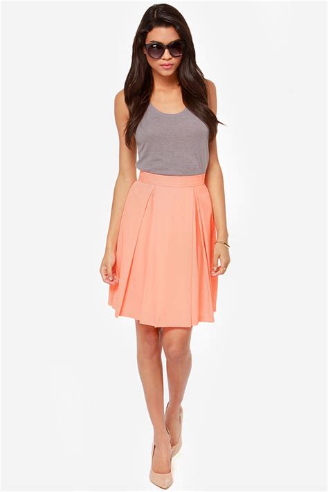 Pretty Bright Peach Skirt Midi Skirt High Waisted Skirt 4000 Lulus