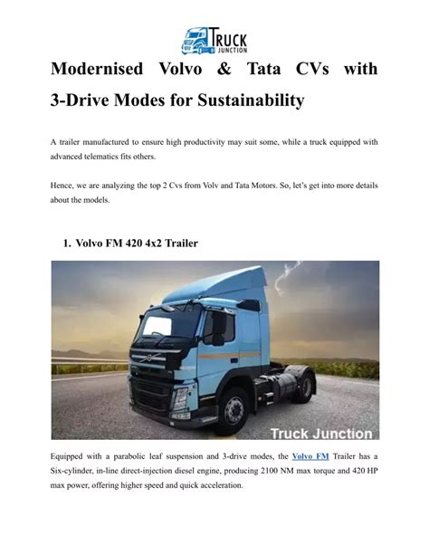 Ppt Modernised Volvo And Tata Cvs With 3 Drive Modes For Sustainability Powerpoint Presentation