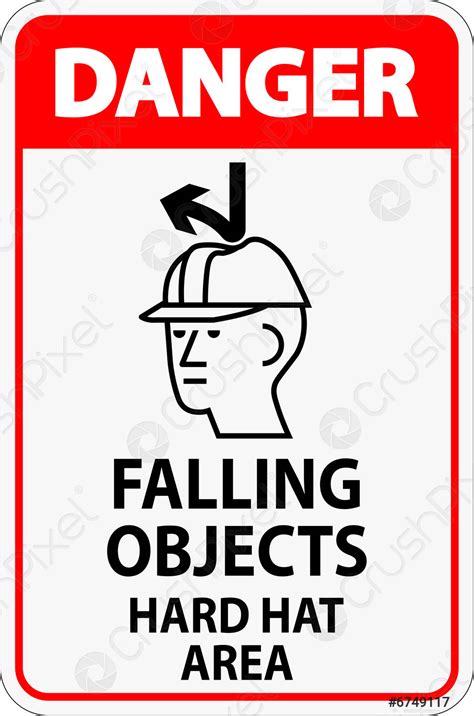 Danger Sign Falling Objects Hard Hat Area Stock Vector