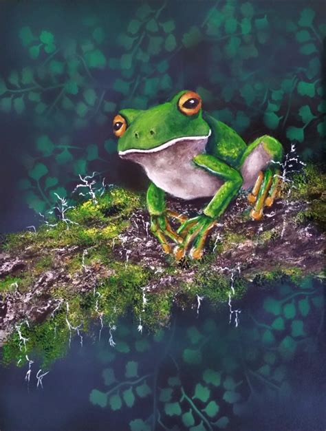 Green Frog Paintings in Acrylic - Gerry's Paintbrush