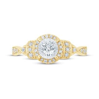 Round-Cut Diamond Vintage-Inspired Engagement Ring 1/2 ct tw 10K Yellow ...