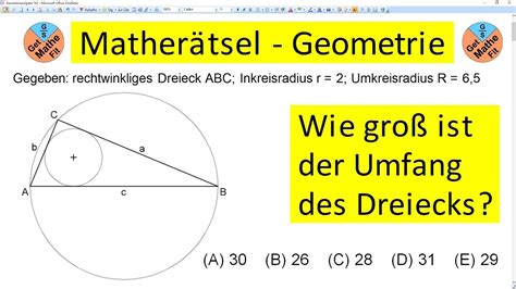 Matherätsel Geometrieaufgabe Wie groß ist der Umfang des Dreiecks