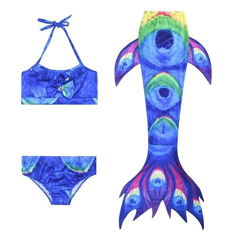 unids set colores nadar cola de sirena con monoaleta Flipper Bikini niños niñas sirena