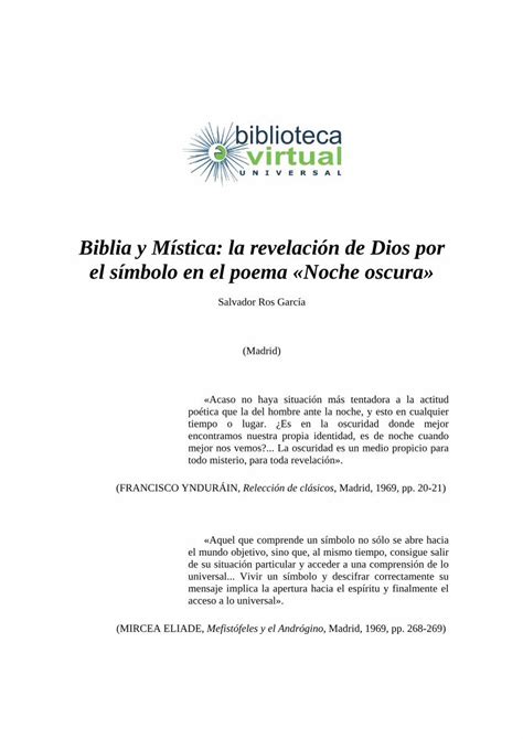 PDF Biblia y Mística la revelación de Dios por el símbolo en