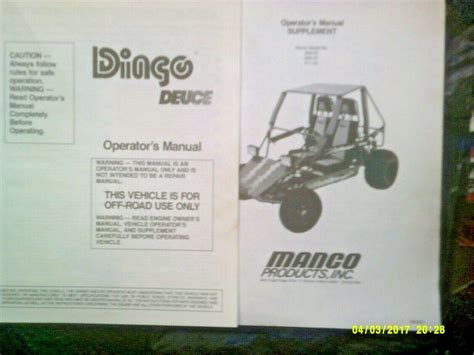 Preowned Manco Dingo Deuce 608 609 611 Go Kart Operators Manual 1