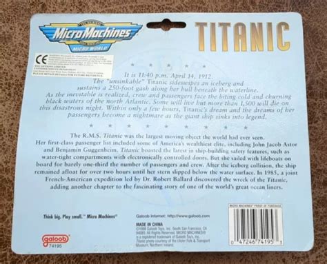 Micro Machines Titanic Special Edition Ship In A Bottle Carded Galoob