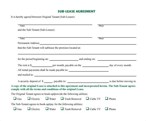 23 Sample Free Sublease Agreement Templates To Download Sample Templates