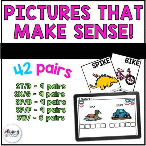 blends cluster reduction articulation activities minimal pairs speech