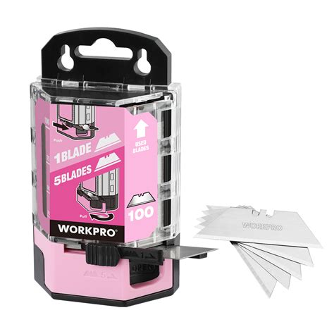 Pack Utility Knife Blades With Dispenser Pink Workpro Tools