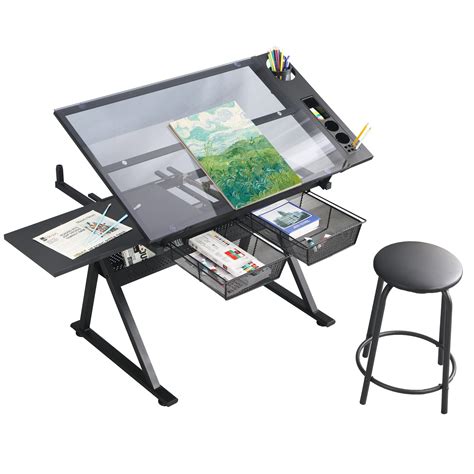 Buy LifeSky Adjustable Glass Drafting Table Height Adjustable Temped