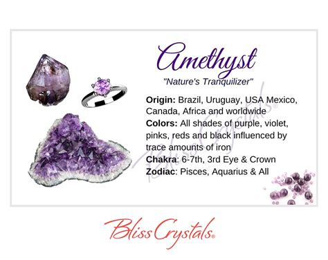 Amethyst Crystal Information Card Double Sided Hc Etsy