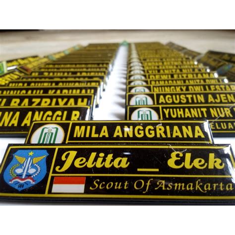 Jual Nama Dada Premium Lapis Resin Gold Tinta Name Tag Nametag Papan