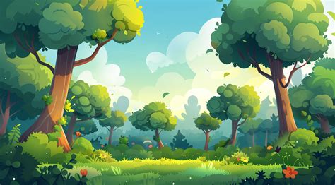 Cute Cartoon Forest Landscape Background Vector Presentation Design