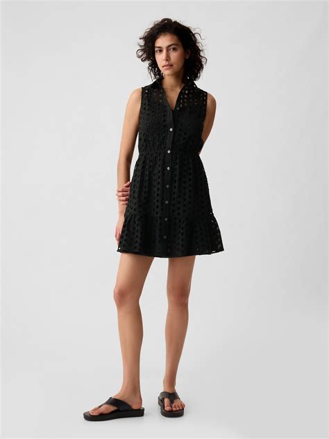 Eyelet Tiered Mini Dress Gap