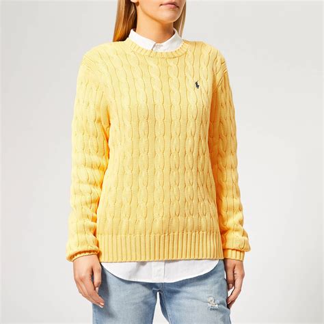 Polo Ralph Lauren Cotton Cable Knit Sweater In Cream Yellow Lyst