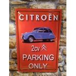 Plaque Citro N Cv Parking Only Garage Atelier Les Plaques