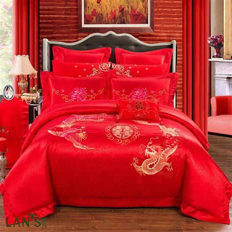 Noble Dragon Embroidery Jacquard Satin Pcs Bedding Sets Chinese