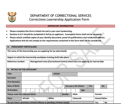 Download The Correctional Services Learnership Application Form Here