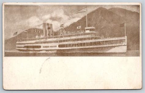 Postcard Steamer Steam Ship Ss Robert Fulton Hudson River Day Line Ebay