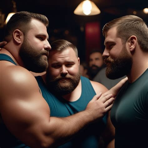 Group Of Gay Fat Hairy Muscle Bear Men With Beards Being Affectionate With Each Other Prompts