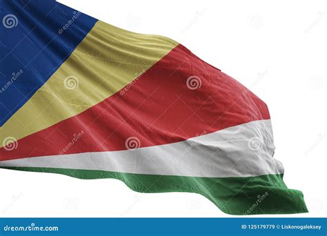 Seychelles National Flag Waving Isolated On White Background D