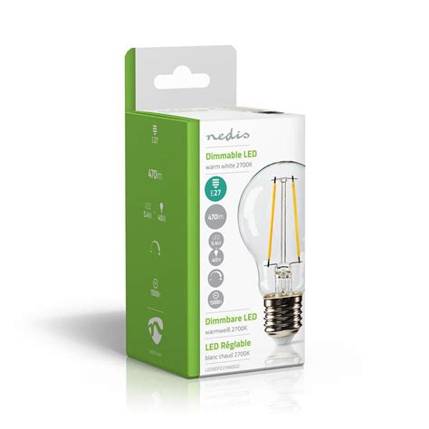 LED Filament Bulb E27 A60 5 4 W 470 Lm 2700 K Dimmable Warm