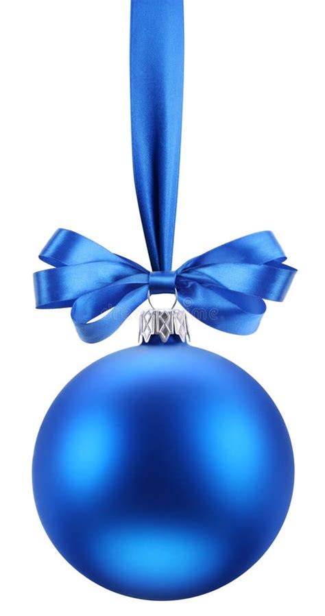 Bola Azul Do Natal Curva Da Fita Foto De Stock Imagem De Decore