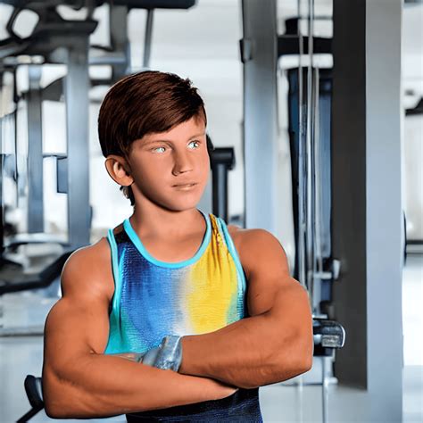 Garçon Musclé De 13 Ans Faisant Fléchir Ses Muscles Définis · Creative