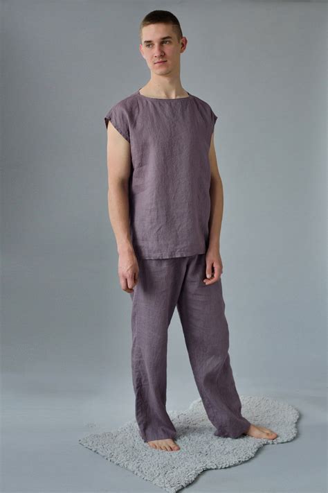 Linen Pajama Set For Men Summer Sleepwear Set For Men Flax Men S Pajama Linen Loungewear Men