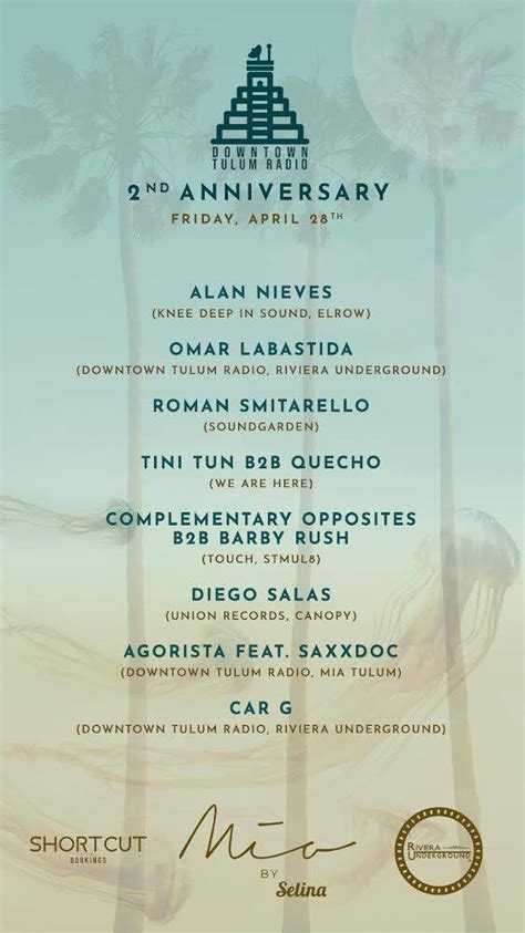 Downtown Tulum Radio Nd Anniversary Mia Tulum Tickets Tulum Mia