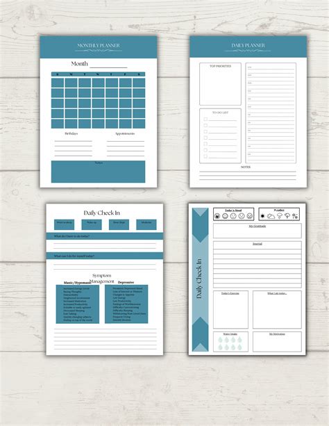 Bipolar Disorder Journal Bipolar Symptom Log Bipolar Mood Tracker