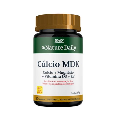 Cálcio Magnésio Vitamina D3 Vitamina K2 Cálcio Mdk Nature Daily