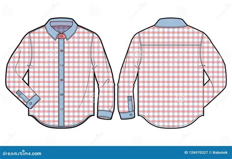 Checkered Long Sleeve Casual Shirt Stock Vector Illustration Of