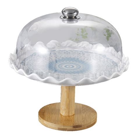 Ornamented Ocean Cake Plate With Bamboo Stand Freeshop