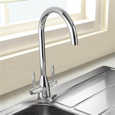 Rangemaster Aquavogue Chrome Monobloc Dual Lever Kitchen Sink Mixer Tap